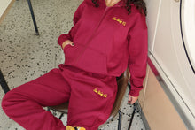 Load image into Gallery viewer, Wine Trackpants - Mustard logo