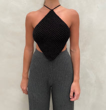 Load image into Gallery viewer, THE KNITTED HALTER TOP - BLACK