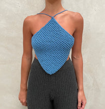 Load image into Gallery viewer, THE KNITTED HALTER TOP - SAPPHIRE