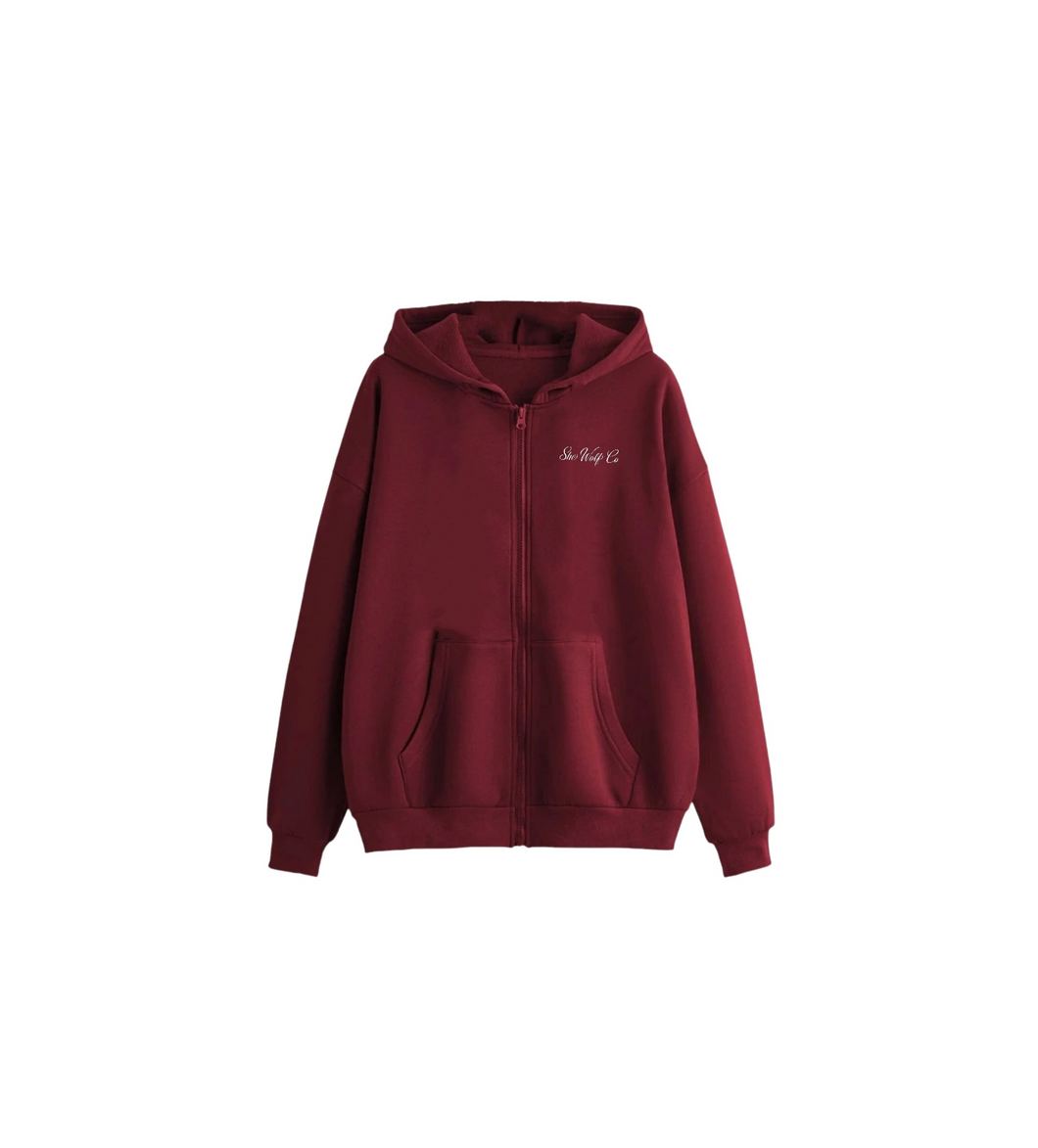 Wine Zip-Up Hood - Mauve