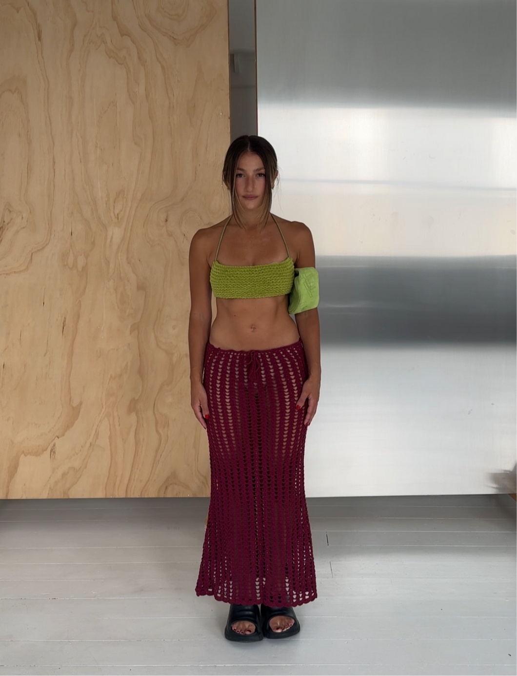 THE KNITTED BANDEAU TOP - PISTACHIO