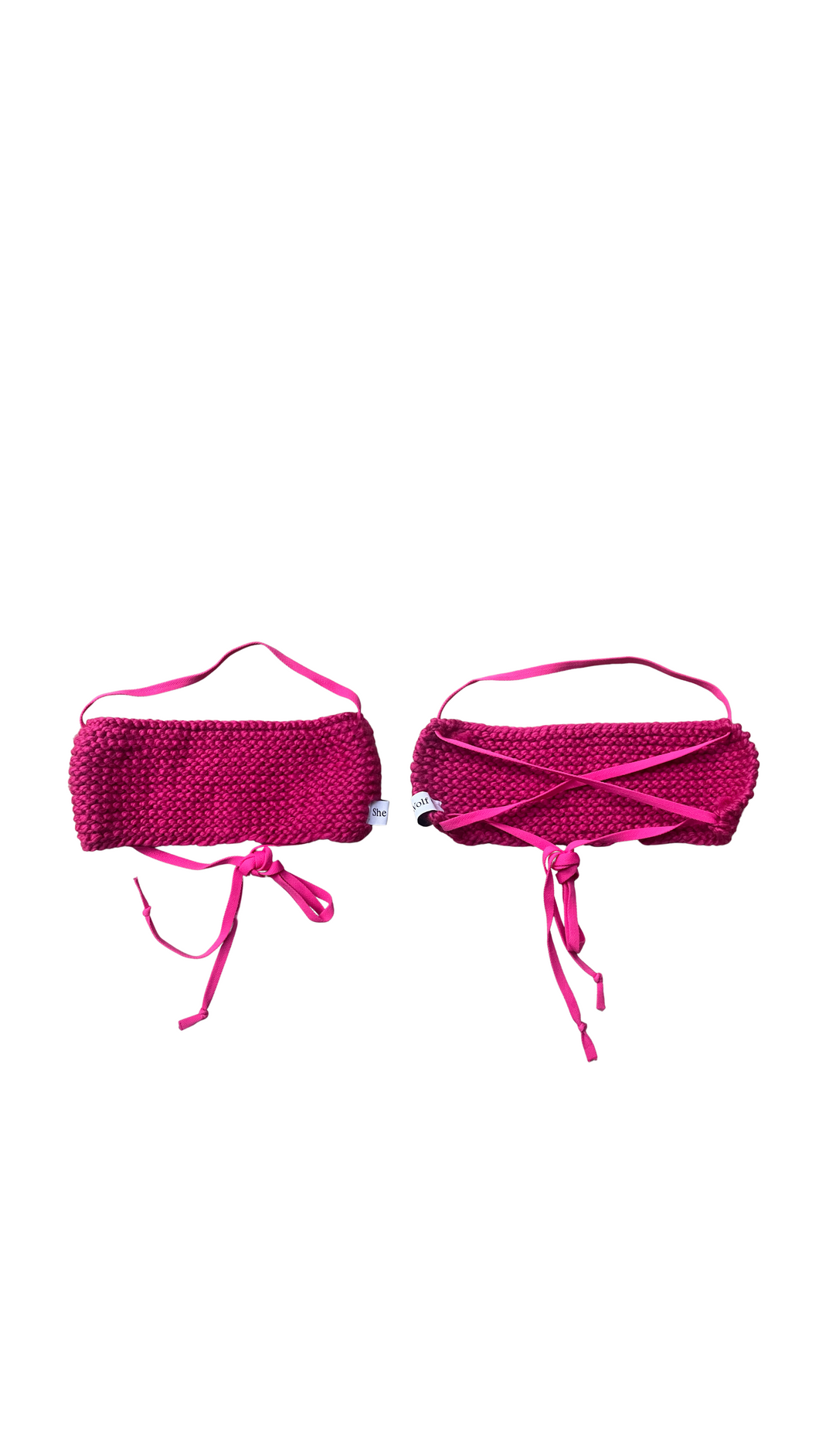 THE KNITTED BANDEAU TOP - MAGENTA